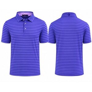 GREYSON Golf Polo Performance Shirt Mens XL  LAVENDER STRIPE Wolf Logo